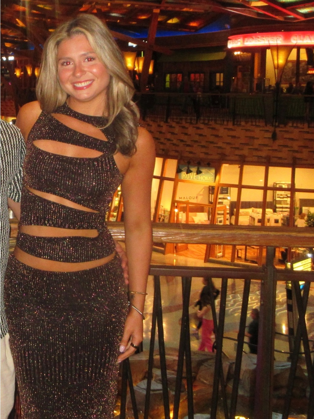 White Fox Boutique Black Glitter Cutout Maxi Dress